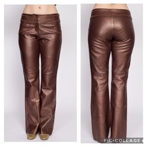 Vintage Cache Y2K Copper Metallic Low Rise Lamb Leather Pants Woman’s Size 6
